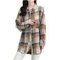 thumbnail image 3 of Winter Plaid Jackets for Womens Fashion Plus Size European Brushed Plaid Shirt Women's Long Sleeved Jacket Long Sleeved Hooded Casual Jacket, 3 of 4