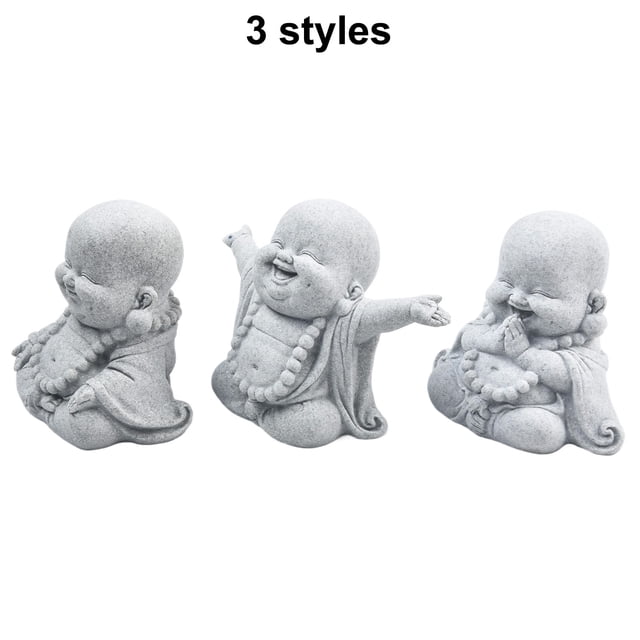 Fat Smiling Buddha Garden Ornament Sandstone Effect Outdoor Indoor Statue Decor