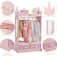 thumbnail image 4 of Kids Dress Up Storage with Mirror, Kids Armoire with Non-Woven Drawers, Open Costume Closet with Hanging Rack for Toddlers (Pink), 4 of 4