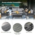 thumbnail image 5 of 4-Piece Rope Patio Furniture Set, Outdoor Conversation Set with Tempered Glass Table,2 Single Sofa, Loveseat,Adjustable Feet, Removable Cushion,for Backyard Porch Balcony, 5 of 9