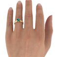 thumbnail image 2 of 14K Yellow Gold 1.06 ctw Lab Created Green Emerald Stone Ring with Diamonds Filigree Cathedral Princess, 2 of 7