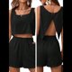 thumbnail image 3 of Conjuntos de Dos Piezas para Mujer, Conjuntos de Salón A Juego, Pantalones Cortos de de Dos Piezas, Tops Cortos, Ropa de Moda, Conjunto de Vacaciones de Verano. Negro XL, 3 of 7