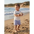 thumbnail image 5 of BemeyourBBs 2Pcs Toddler Baby Boy Summer Clothes Infant Baby Boys Summer Outfits Short Sleeve Sailboat Animal Embroidery T Shirt Tops and Elastic Waist Striped Pockets Shorts Set, 5 of 9