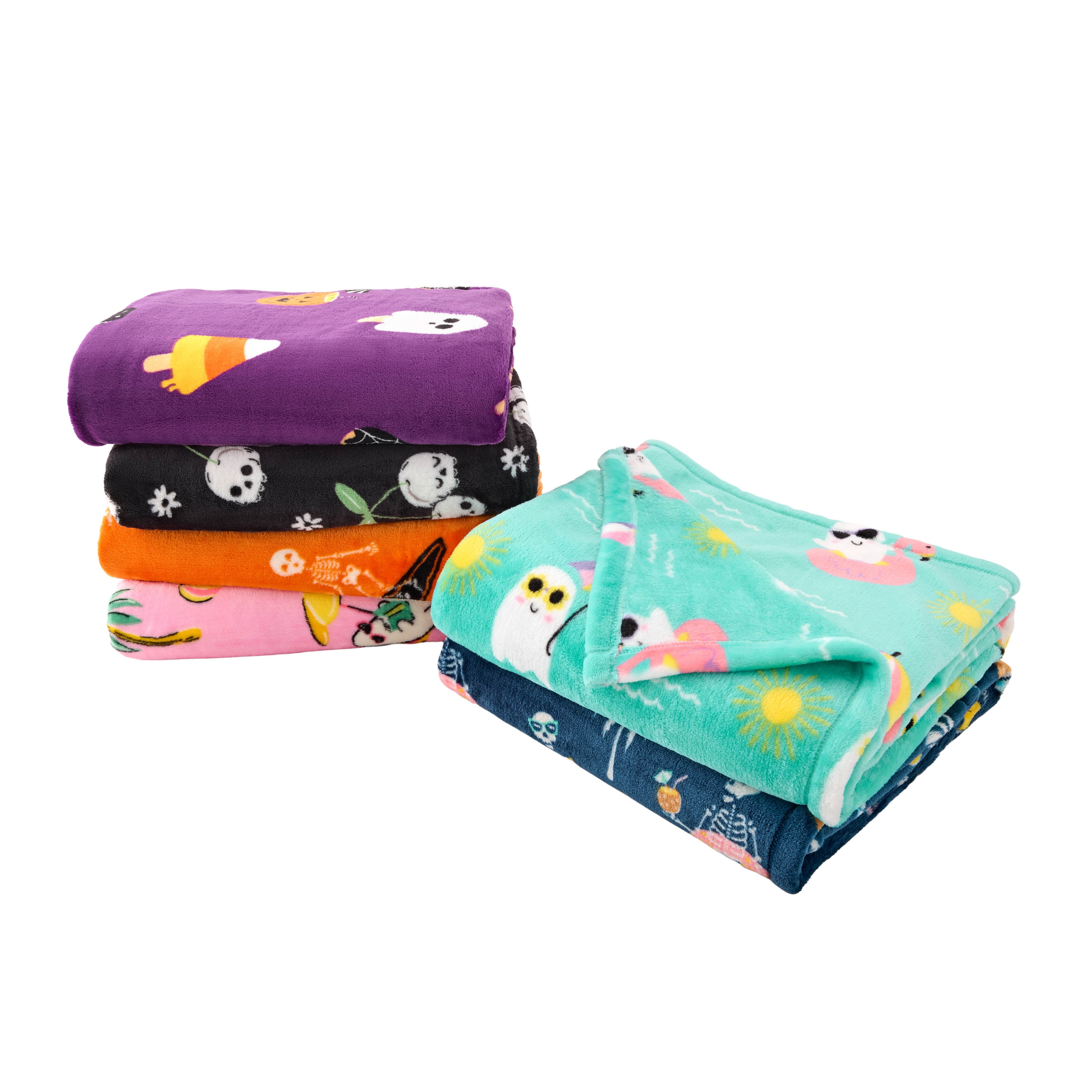 Summerween Velvet Plush Throw - Spooky Treats Design, for All Ages