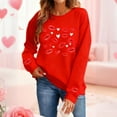 thumbnail image 2 of Valentine's Day Sweatshirt for Women Red Oversized Kiss Lips & Hearts Print Crewneck, Cute Date Night Gift for Her Casual Loungewear,Size XL, 2 of 9