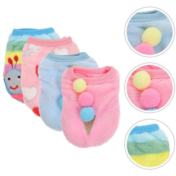 OATIPHO 4Pcs Breathable Puppy Clothes Warm Winter Dog Costume Assorted Color Comfortable Pet Garment