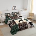 thumbnail image 2 of Rustic Cabin Lodge Bedding Queen Size, Bear Deer Elk Comforter Set Vintage Farmhouse Adventure Quilt Woodland Forest Animal Grid Claw Bedding Comforter Sets Rustic Farmhouse Home Decor, Green Brown, 2 of 5