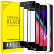 JETech Full Coverage Screen Protector for iPhone SE 3 (2022)/SE 2 (2020)/8/7 4.7-Inch, Black Edge Tempered Glass Film with Easy Installation Tool, Case-Friendly, HD Clear, 3-Pack (Black)