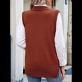thumbnail image 4 of Suéteres de Punto para Mujer, Cuello Redondo, Lazo, Color Liso, Botones y Abertura Lateral, 2025 Color Caramelo L, 4 of 10