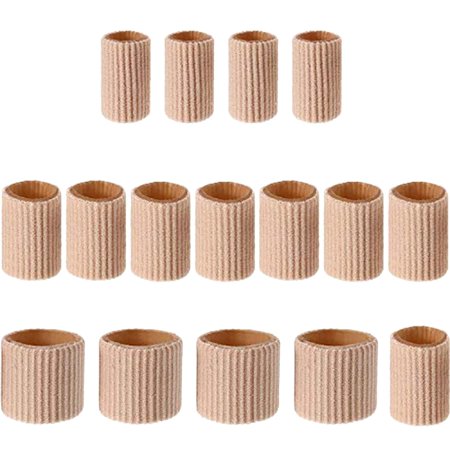 16 PCs Toe Cushion Tube Toe Tubes Sleeves Soft Gel Corn Pad Protectors For Cushions Corns Blisters Toes And Fingers Dry Feet (Khaki, One Size)