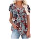 thumbnail image 2 of Fiudx Liquidación de Ahorros de Verano Camiseta Holgada de Manga Corta Plisada Estampada para Mujer, 2 of 5