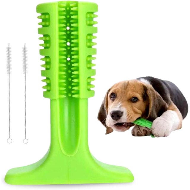 Dog Chew Toys Tough Durable Dog Toothbrush Toys for Aggressive Chewers Dog Teeth Cleaning Chews,Green