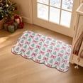thumbnail image 4 of Christmas Tree and Bow Printed Doormat, Crystal Velvet Festive Entryway Rug, Elegant Scalloped Wavy Edge Floor Mat, Dirt Trapping Indoor Entrance Carpet, Holiday Home Decor(B 29.53in), 4 of 7