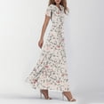thumbnail image 4 of vigerkar Women Casual Loose Bohemian Floral Dress Short Sleeve Long Maxi Summer Beach Swing Dress Beige, S, 4 of 7
