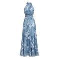 thumbnail image 6 of XIAONU Women's Tie Halter Floral Maxi Dress Ruched Waist Flowy Dresses Spring Bridesmaid Party Gown, 6 of 7