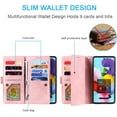 thumbnail image 3 of Wallet Phone Case for Samsung Galaxy A53 5G, Retro Matte 9 Card Holder Slots Zipper Pocket Case PU Leather Magnetic Closure Kickstand with Wrist Strap Shockproof Folio Flip Case - Rose Gold, 3 of 16