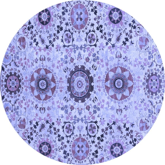 Ahgly Company Indoor Round Oriental Blue Modern Area Rugs, 7' Round