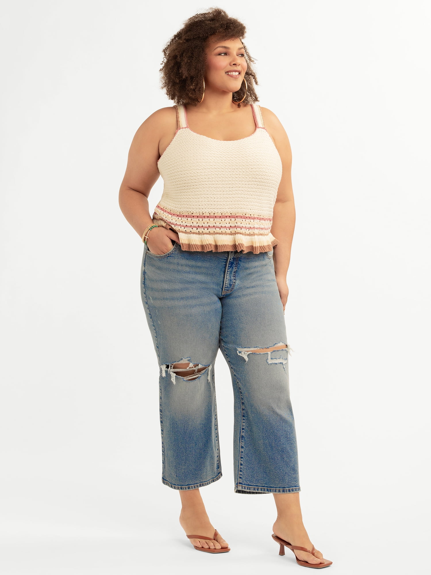 Jessica Simpson Women's Plus Buttercup Slouchy Boyfriend Jeans, Sizes 16W-24W