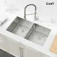 thumbnail image 5 of 33″x19″ Stainless Steel Kitchen Sink, Double Bowl in Brushed Nickel, Undermount Handmade Sink, with US Standard Drain and Hook, SSBR19-08, 5 of 11