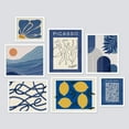 thumbnail image 2 of PixonSign Framed Canvas Print Wall Art Set - Blue & White Picasso Style Posters - Geometric Print Gallery Set of 7 Abstract Plants & Mountain Illustrations Digital Art Wall Décor for Home - White, 2 of 5