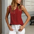 thumbnail image 4 of Dvprdro V Neck Button Front Sleeveless Top for Women Knit Loose Fit Polka Dots Summer Casual Blouse, 4 of 7
