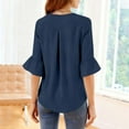 thumbnail image 4 of qucoqpe Womens Dressy Casual Blouses 3/4 Sleeve V Neck Ruffle Tops Summer Trendy Business Office Tunic Work Shirts, 4 of 9