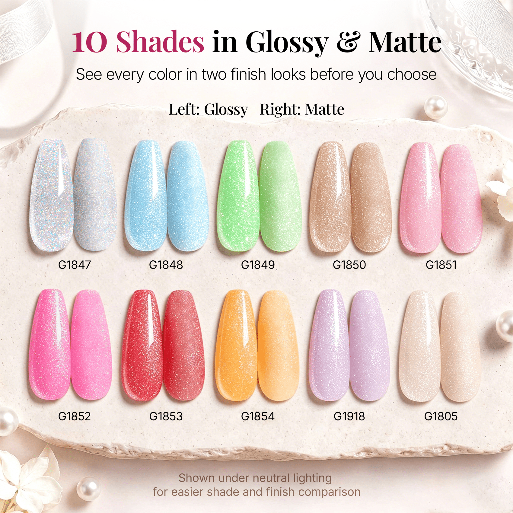 Morovan 13Pcs Neon Gel Nail Polish Set with Base, Glossy & Matte Top Coat for DIY Home Manicure