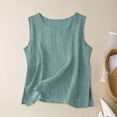 thumbnail image 2 of Otntypg Cotton Linen Tank Tops for Womens Lightweight Comfy Lounge Wear Casual Summer Sleeveless Crewneck Blouse Loose Fit Gauze Shirts Bronze S, 2 of 5