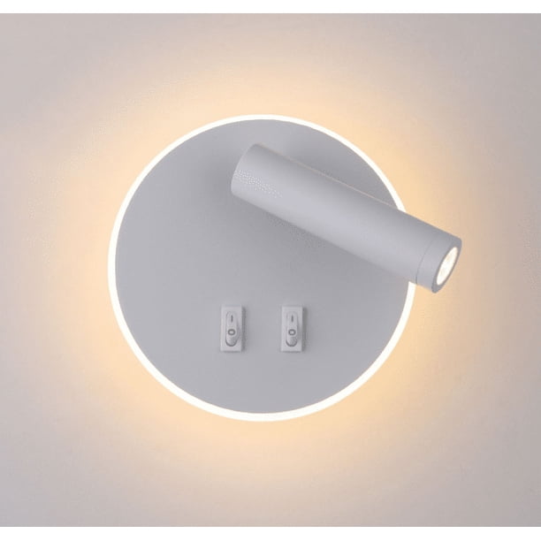 Lámpara de pared Lámpara de pared LED creativa para cabecera interior del hotel pasillo escalera sala de estar lámpara de pared de fondo lámpara de pared giratoria, Blanco, redondo, 3+7w, luz blanca fría, 14,5*14,5*7cm ER