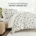 thumbnail image 5 of Noble Linens Gray Geo Dash 3-Piece 3-Piece Duvet Cover Set, Full/Queen, 5 of 10
