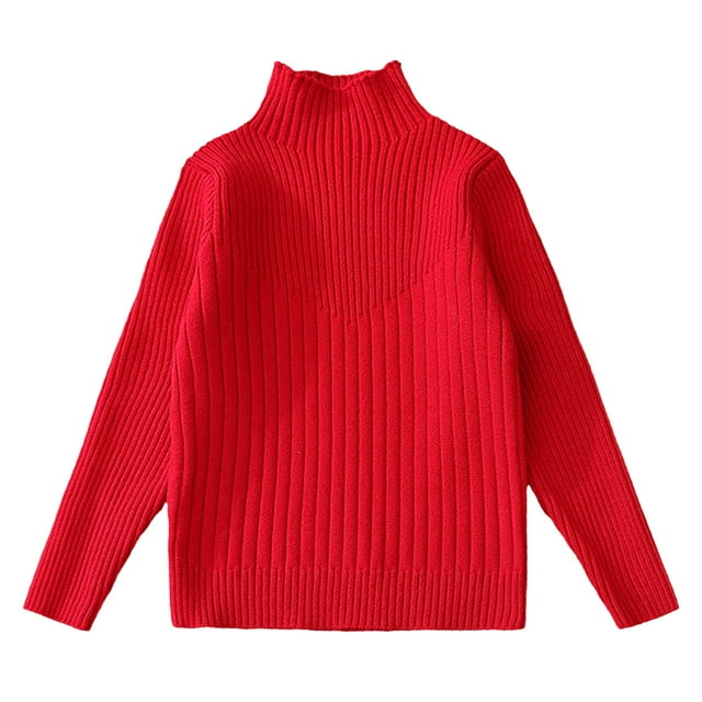 RXIRUCGD Automne et Hiver Nouveau Ensemble de Chandail à Col Roulé Style Extérieur pour Enfants (Rouge, Taille : 7 Ans)