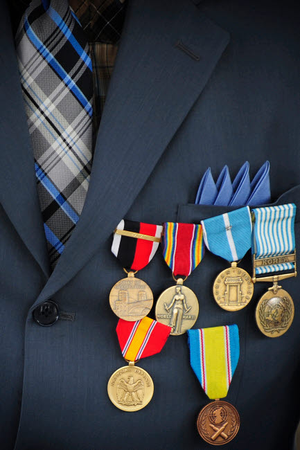 Close Up Of Medals And Awards On The Uniform Of A Retired Us Air