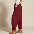 thumbnail image 3 of gbyLJF Women's Corduroy Trousers Casual Double-pockets Loose Fit Wide Leg Pants Drawstring Stretch Waist Knitted Long Pants, 3 of 9