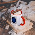 thumbnail image 5 of 3dRose, Grunge round window of a vintage airplane. Reflection of the Universe, 15oz Two-Tone Red Mug, 5 of 7