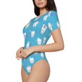 thumbnail image 2 of Naloa Cute Healthy Teeth Women's Short-Sleeved Onesie, One-Piece Swimsuit for Parties, dates, clubs - Medium, 2 of 9