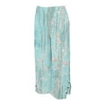 thumbnail image 5 of Pxxlle Cotton Linen Pants Women Fashion Floral Graphic Pant Casual Summer Elastic Waisted Trousers Wide Leg Lounge Pants with Pockets Blue M, 5 of 7