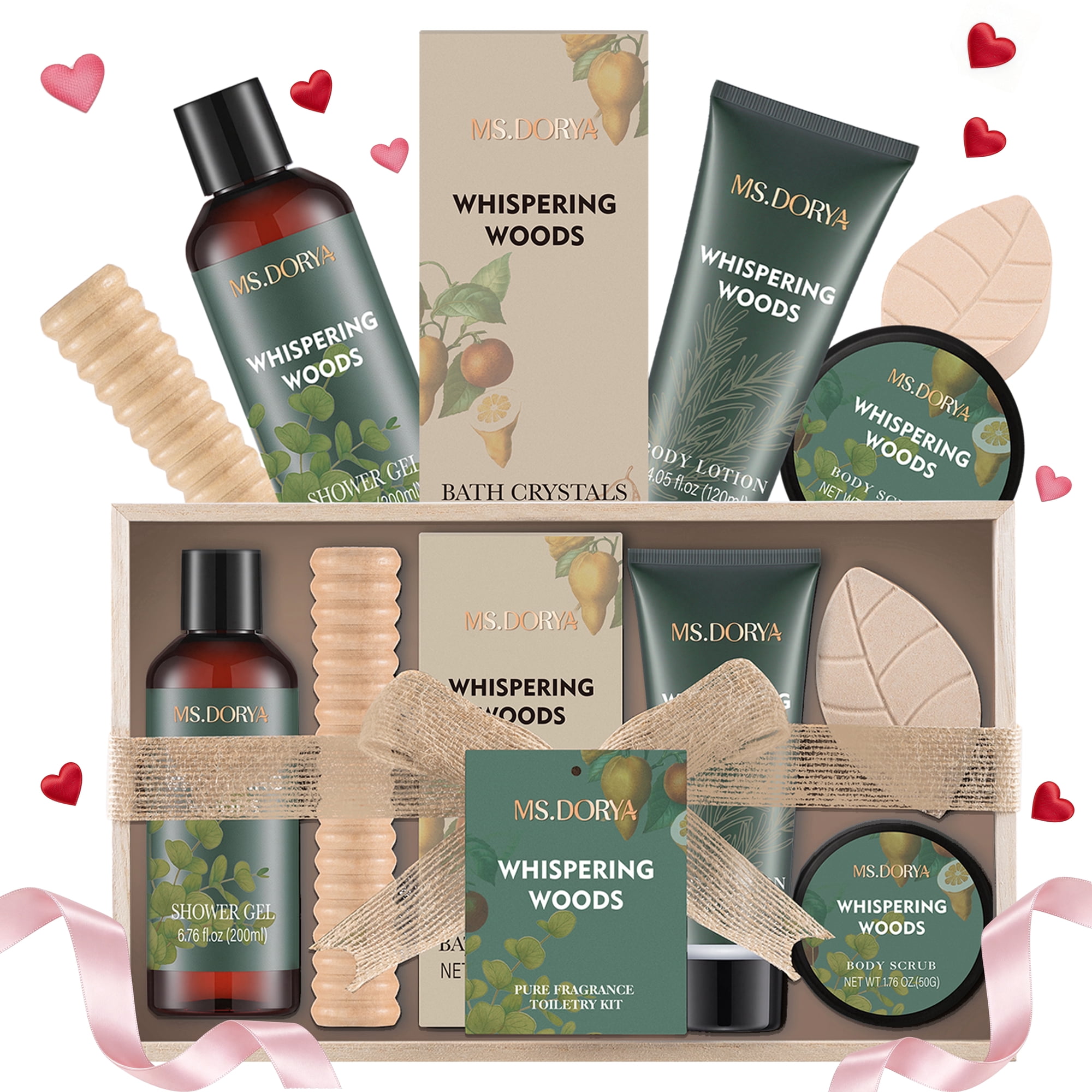 MS.DORYA Bath Gift Set for Women, 7 Pcs Spa Baskets - Birthday Body Care Holiday Grooming Gifts for Her