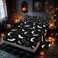 thumbnail image 2 of Homewish Halloween Bat Moon Bed Sheets, Star Crescent Full Size Sheets, Black White, 4pcs (1 Flat Sheet, 1 Fitted Sheet and 2 Pillowcases), 2 of 4