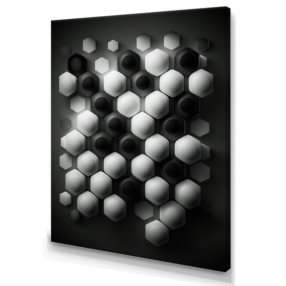 Designart Abstract Geomtric Black And White III Canvas Wall Art