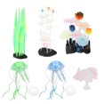 thumbnail image 3 of 6 unids Brillante Decoraciones Del Tanque de Peces Simulación de Silicona Kelp Silver Lotus Hoja de Pluma de Coral Adornos Medusas, 3 of 8