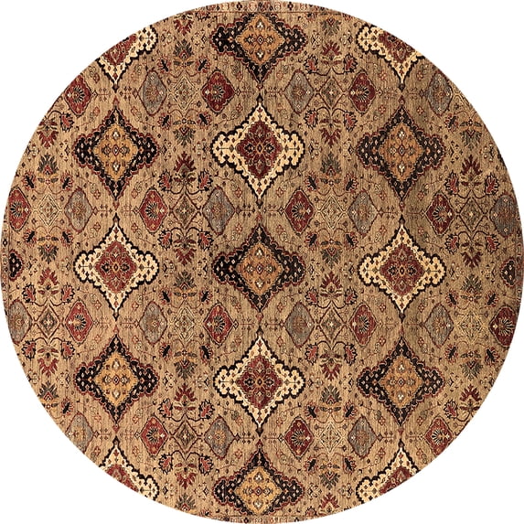 Ahgly Company Indoor Round Oriental Brown Industrial Area Rugs, 4' Round