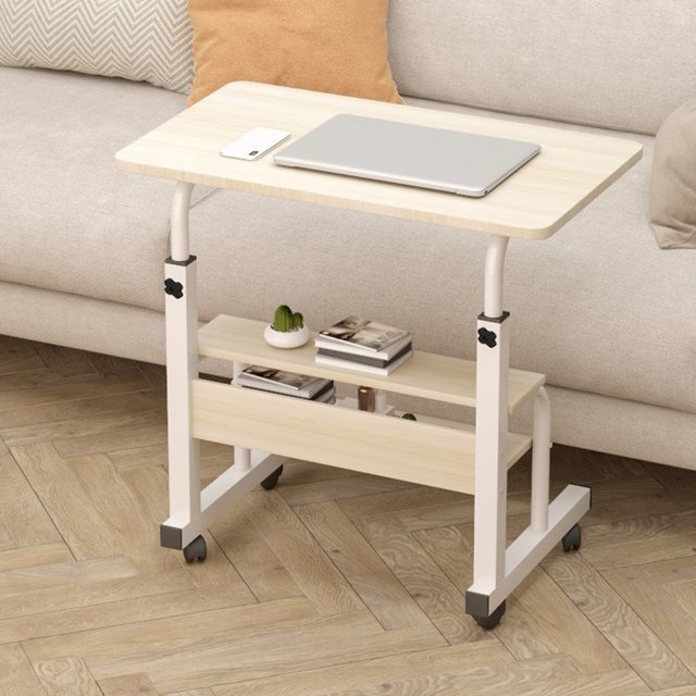 Computer Desk Height Adjustable Sturdy Construction Spacious Desktop with Casters Easy Movement Laptop Desk Table Office Mobility Workstation Office Supplies
