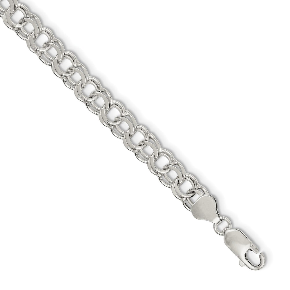 6mm Sterling Silver Cable/Rolo Link Bracelet - 7.5" With Lobster Claw Clasp, Made In Italy