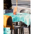 thumbnail image 5 of nqOlkjepod Ocean Shark Outdoor Tablecloth with Umbrella Hole & Zipper, Teal Green Wave Summer Beach Coastal Square Table Cover 60x60 Inch, Dining Waterproof Table Cloth Protector for Patio/Party, 5 of 7