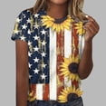 thumbnail image 2 of successthop 4th of July Clothes Women Flags Loose Plus Size V Neck T Shirt Button Festival Shirts Short Sleeve Tops M, 2 of 5