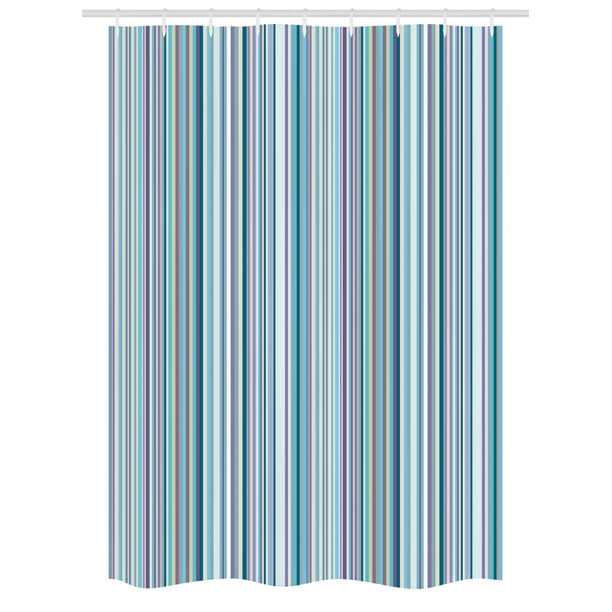 Striped Stall Shower Curtain Blue, Wide Horizontal Stripe Shower Curtains