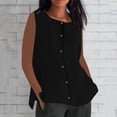 thumbnail image 2 of aidice Summer Tops for Women Button up Round Neck Sleeveless Shirts Lightweight Loose Casual Tank Tops, 2 of 9