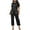 Black, variant on Women's Sequin Pant Set, Solid Color T-Shirt & Straight Leg Pants Sparkly Suits, Party Clubwear Trendy Outfits Sweat Suits for Ladys 2 Piece Cotton Black 3XL