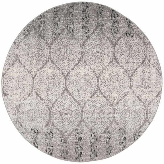 SAFAVIEH Madison Leighton Geometric Area Rug, Grey/Ivory, 4' x 4' Round