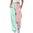 thumbnail image 2 of IDALL Wide Leg Pants Woman Sweatpants Women Loose Breathable Colorblocking Casual Pants Side Pockets Leg Opening Drawstring Seasonal Baggy Pants Hiking Pants Women Mint Green S, 2 of 4